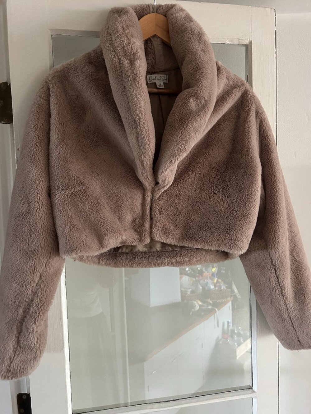 Birch and Stone Faux Fur Cropped Taupe Jacket